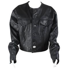 Vintage 1990s Jean Paul Gaultier black leather jacket