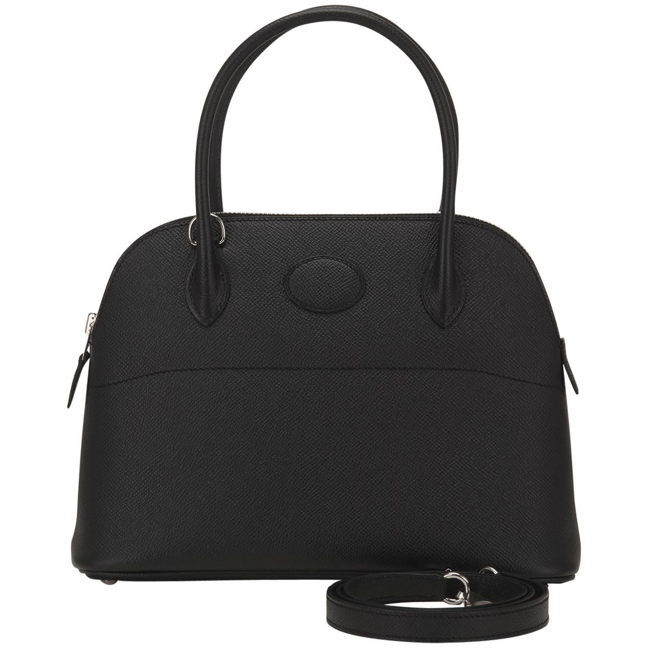 Hermes Black Epsom Bolide 27cm Palladium Hardware For Sale