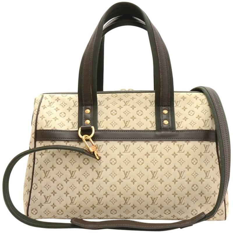 Louis Vuitton Josephine GM Khaki Mini Monogram Canvas Hand Bag + Strap For Sale