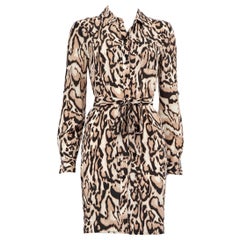 Vestido camisero de seda de leopardo Diane von Furstenberg Talla XS