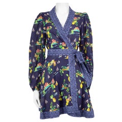 Rebecca Vallance Marineblaues bedrucktes Minikleid Größe XS