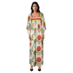 RIANNA + NINA Maxi Vestido de Seda con Estampado Abstracto Talla L