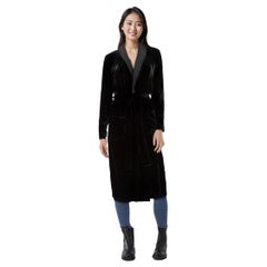 Veronica Beard Black Velvet Long Sleeve Belted Coat Size S