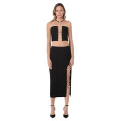 Cult Gaia Black Hoop Detail Top & Skirt Set Size M