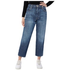 FRAME Faded Blue Denim Distressed Jeans Size S