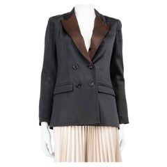 Blazer a pannelli in raso nero Diane von Furstenberg taglia XXS