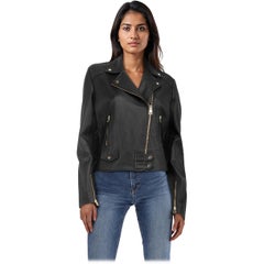 Pinko Cazadora Biker Sensibile Piel Negra Talla L
