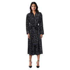 Samantha Sung Wool Abstract Print Belted Midi Dress Size XL