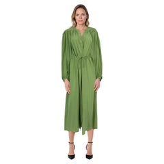 Three Graces London Vestido de seda verde de manga larga Talla L