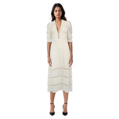 Reformation Ecru Midi Plunge Neck Dress Size XXS