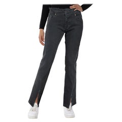 FRAME Jean droit en denim noir délavé Taille S