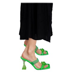 Mach & Mach Green Floral Transparent Heel Sandals Size IT 38.5