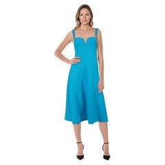 Rebecca Vallance Blue Midi Sweetheart Neck Dress Size XS