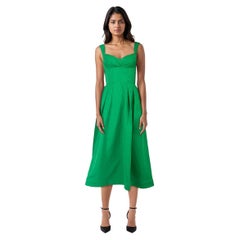 Rebecca Vallance Green Abigail Pleated Midi Dress Size XXS