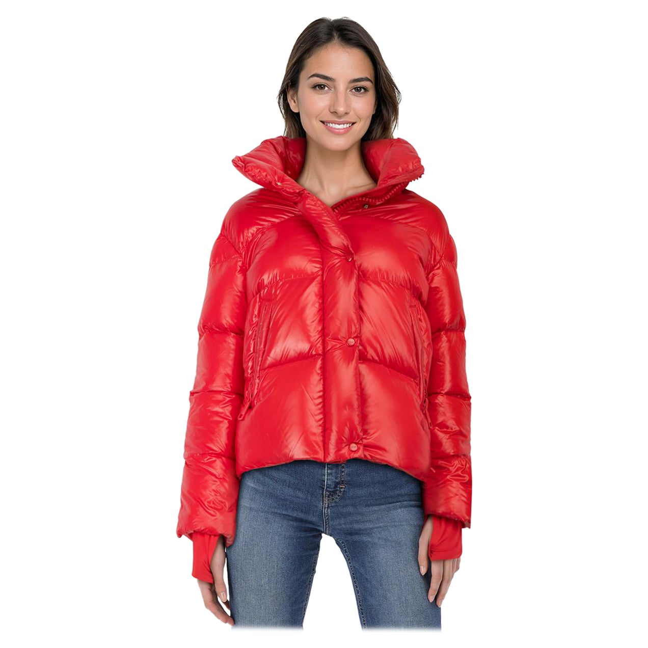 SAM. Giacca Puffer rossa con imbottitura in piuma d'oca taglia XS in vendita