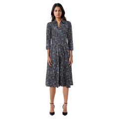 Samantha Sung Vestido plisado con estampado abstracto azul marino Talla XL