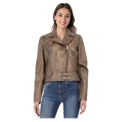 Chaqueta motera corta Sensibile marrón Pinko Talla XL