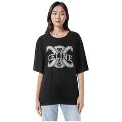 Céline Black Logo Print Oversized T Shirt Size M