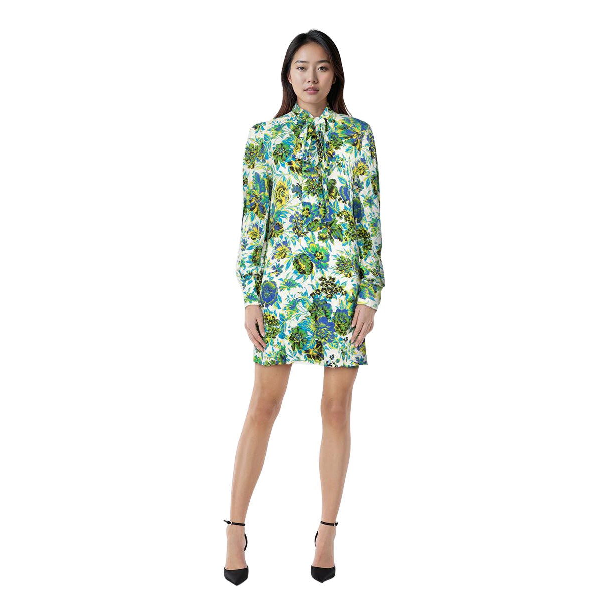 Mini abito a maniche lunghe con stampa floreale MSGM taglia S