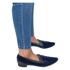 Rene Caovilla Mocassini impreziositi in velluto blu navy Taglia IT 38,5