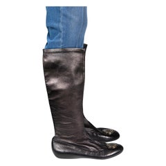 Dior Black Leather CD Knee High Boots Size IT 38.5