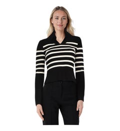 Khaite Black & White Striped Knit Top Size S