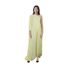 Halpern Vestito kaftano con paillettes giallo e bianco taglia XS