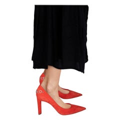 Dior Rot Wildleder Logo Kette Pumps Größe IT 41