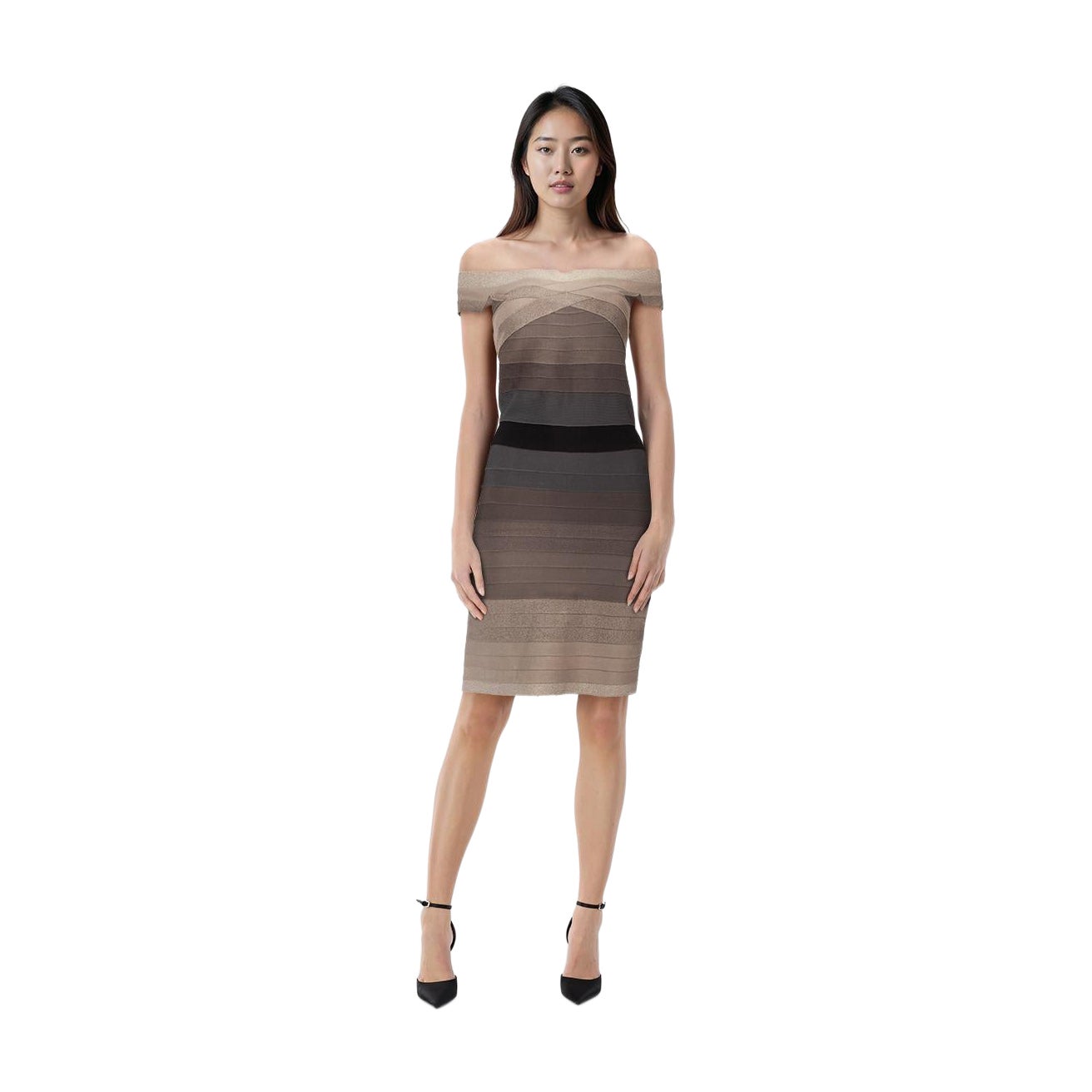 Herve Leger Grau Ombré Bandage Bodycon Kleid Größe M
