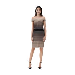 Herve Leger Grey Ombré Bandage Bodycon Dress Size M