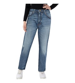 FRAME Blue Denim High Rise Distressed Jeans Size S
