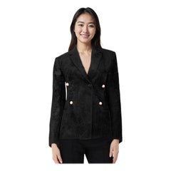 Céline Blazer nero con dettaglio di perle in pelliccia sintetica taglia S