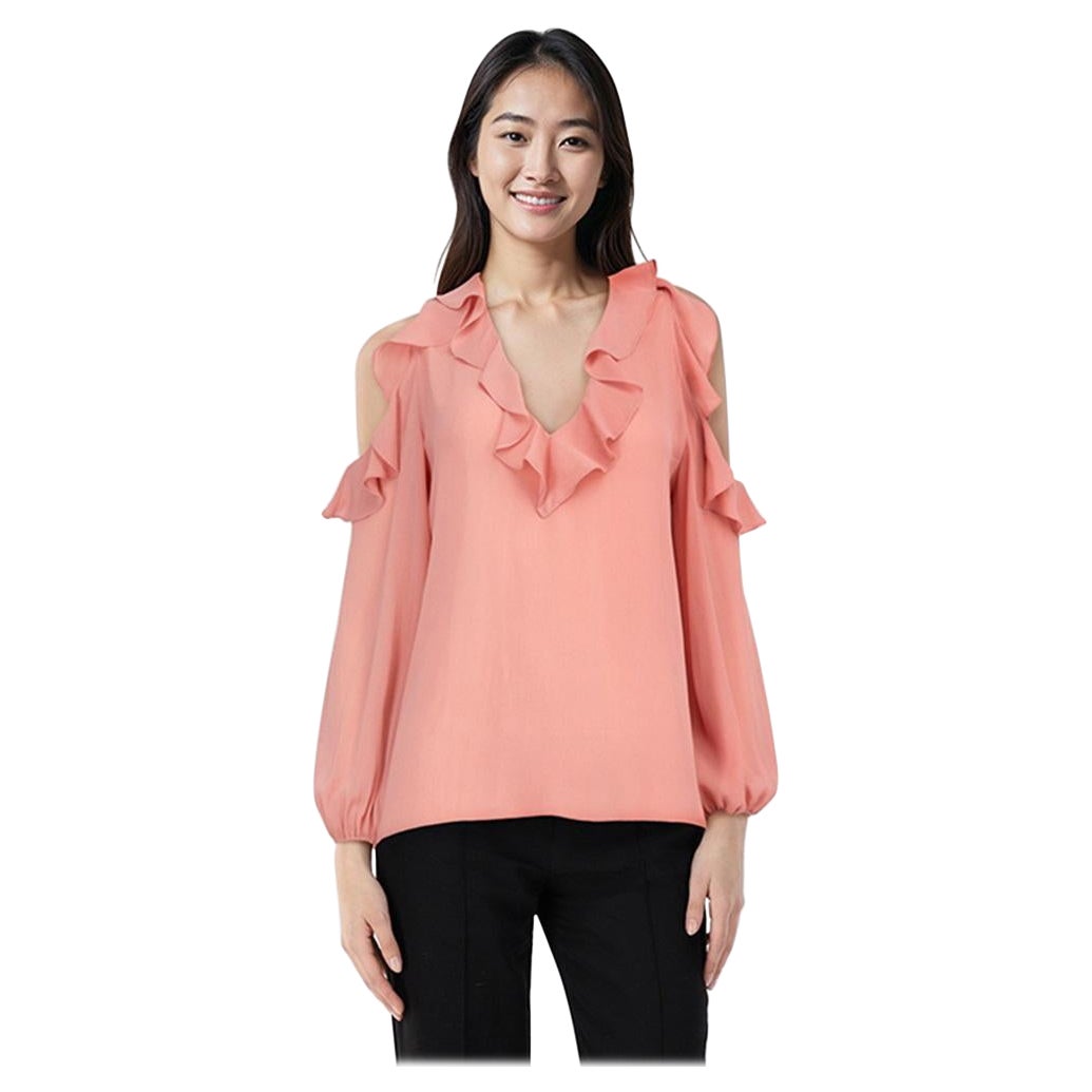 Alice + Olivia Pink Ruffle Long Sleeves Blouse Size S