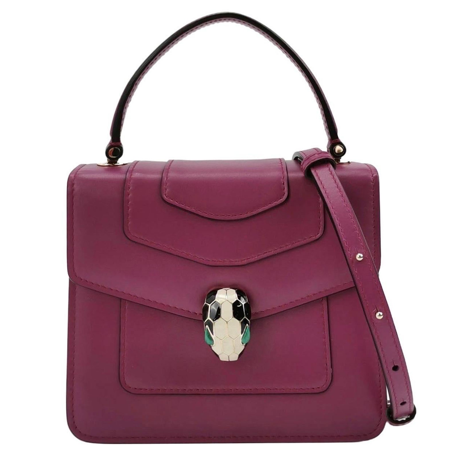Bvlgari Serpenti Forever Small Leather Top Handle Crossbody Bag Pink