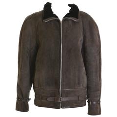 1980s GIANNI VERSACE Brown Sheepskin Leather Jacket