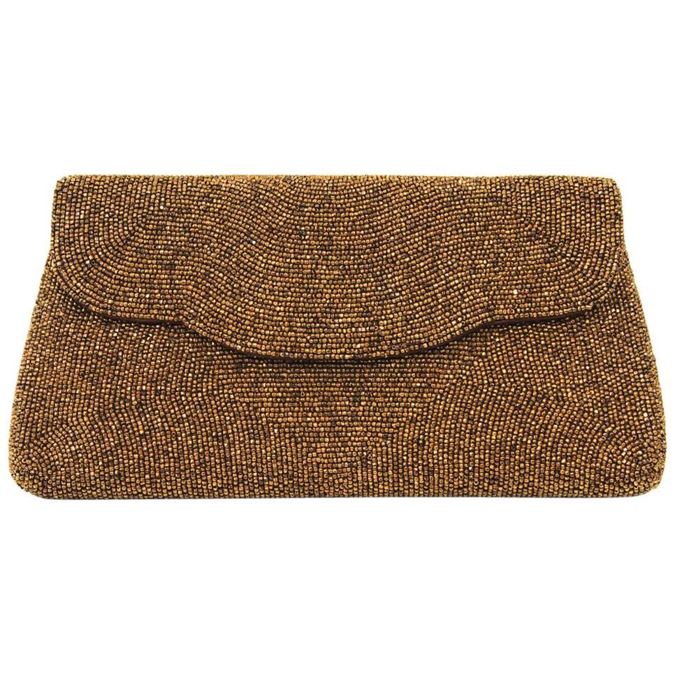 1960s Gucci Golden Sequined Silk Clutch