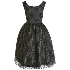 1950s Vintage Black Lace Cocktail Dress