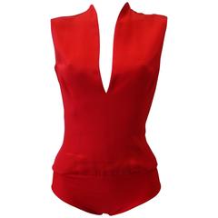 Rare Gianni Versace Couture Red Silk Bodysuit 2