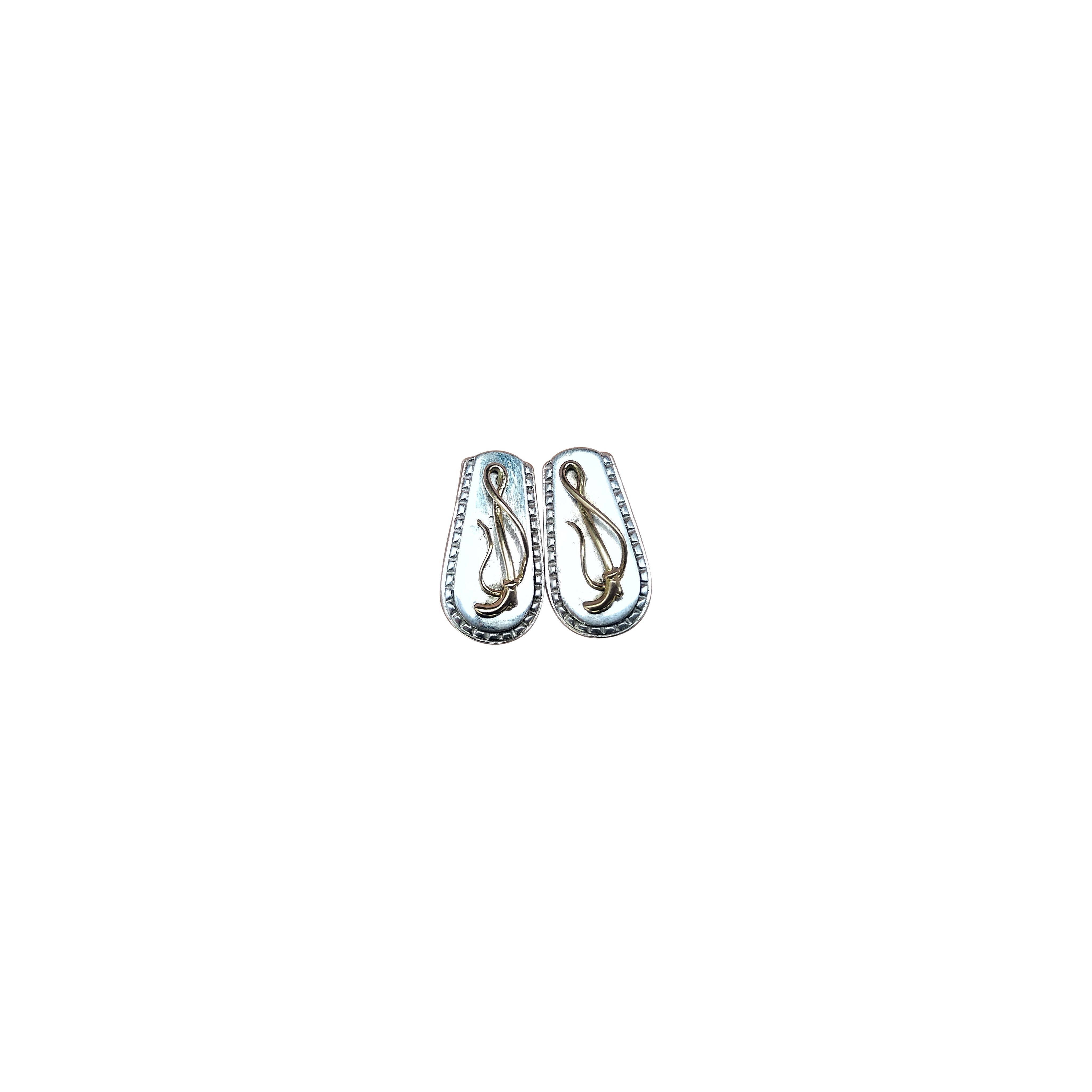 Boutons de manchette Hermès Fouet Lasso Or Argent Cheval Equitation Texas Unisexe en vente