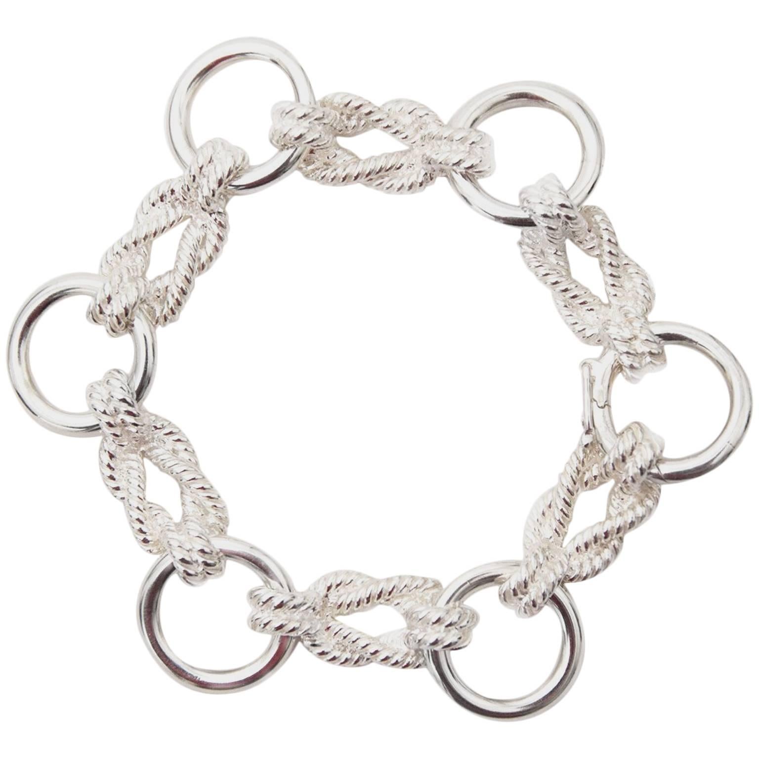 Hermes Silver Sailor Knot Bracelet 