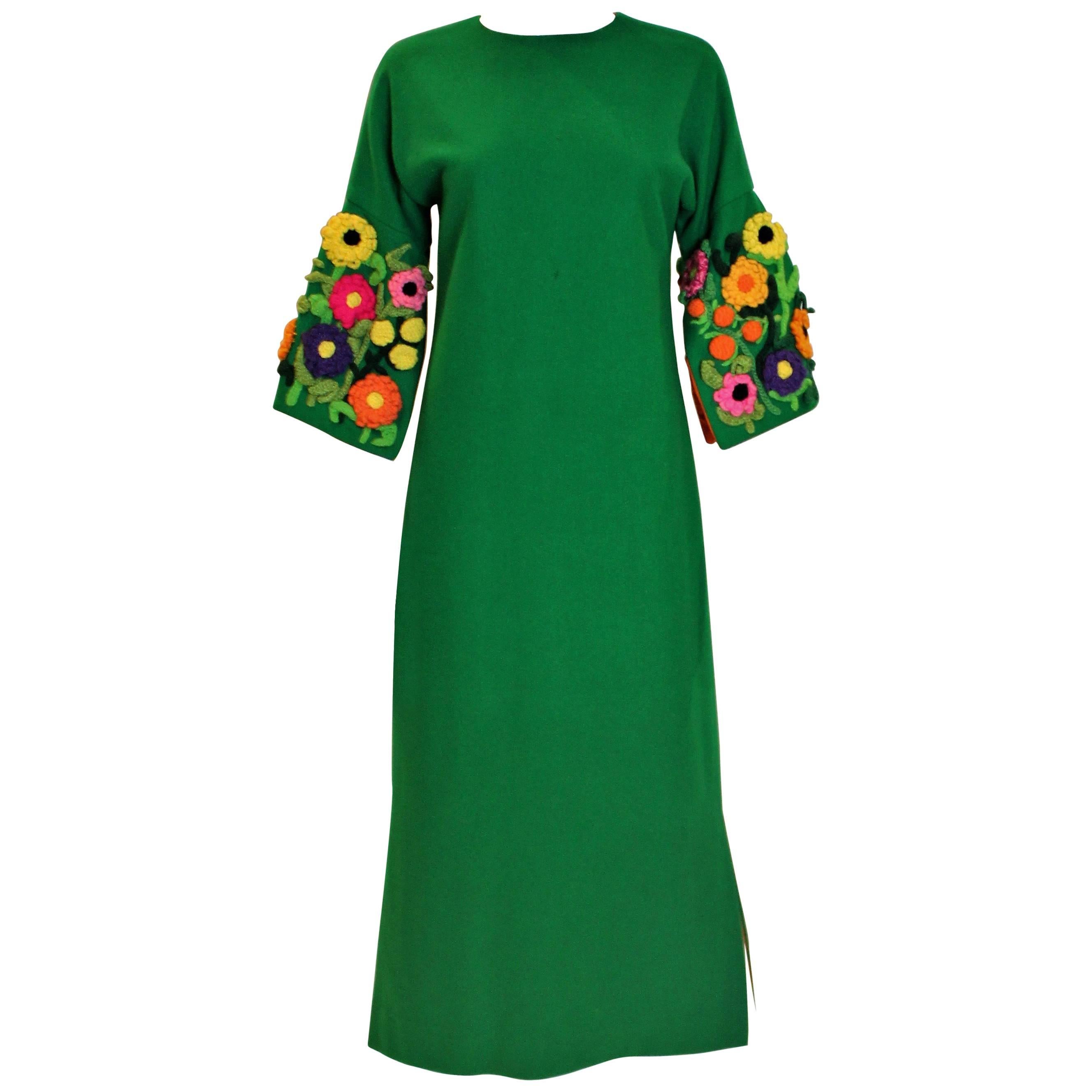 1960s Long Shift Dress with Wonderful Sleeves