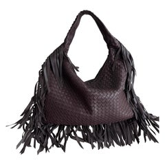 Bottega Veneta Maxi Hobo con Flecos Marrón Chocolate Oscuro 51cm Piel de cordero