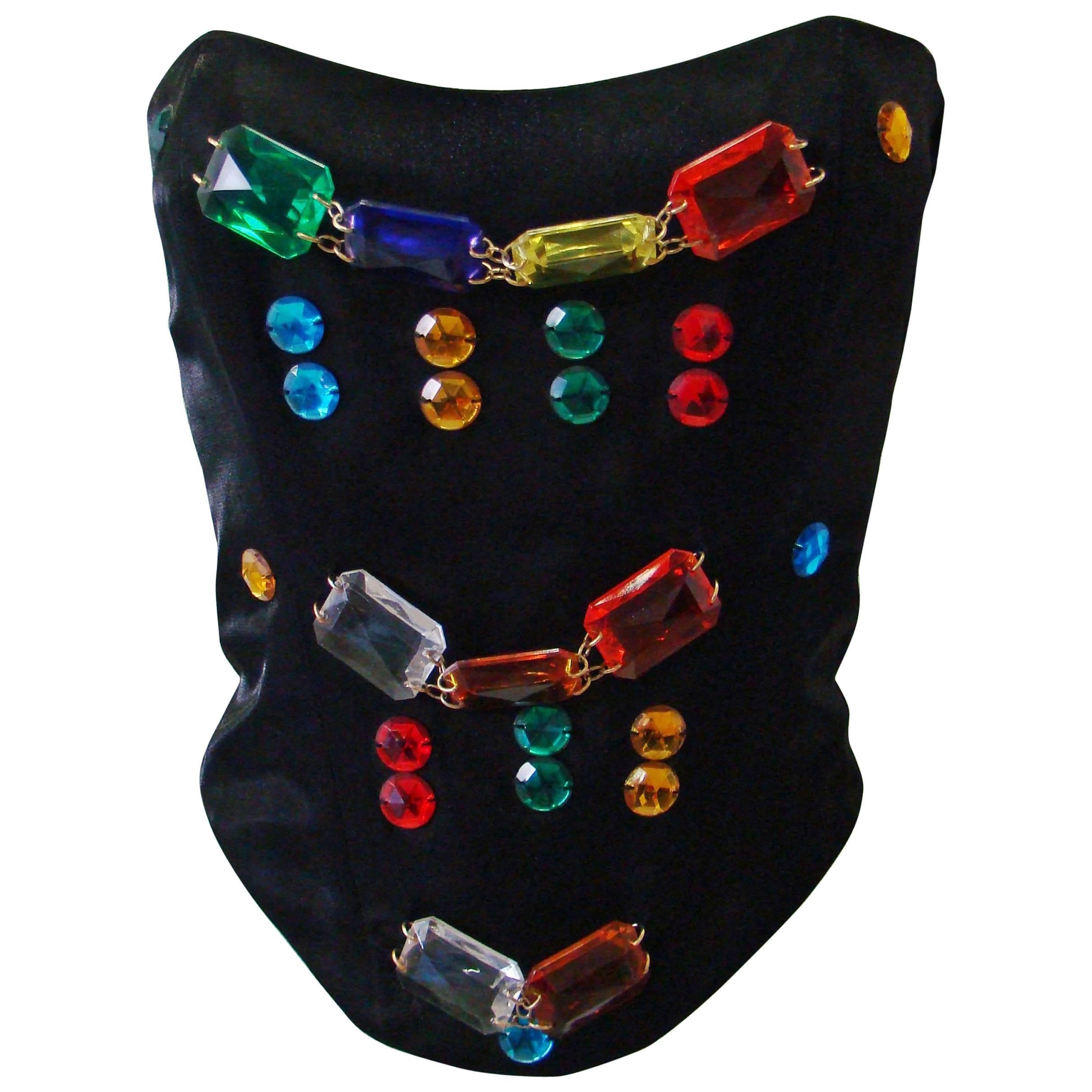 Rare Ella Singh Bustier Top With Multicolored Stones For Sale