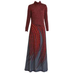 1970s ROBERTA di CAMERINO Trompe l'Oeil Jersey Long Dress