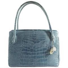 Darby Scott Blue Crocodile Shoulder Bag with Charm
