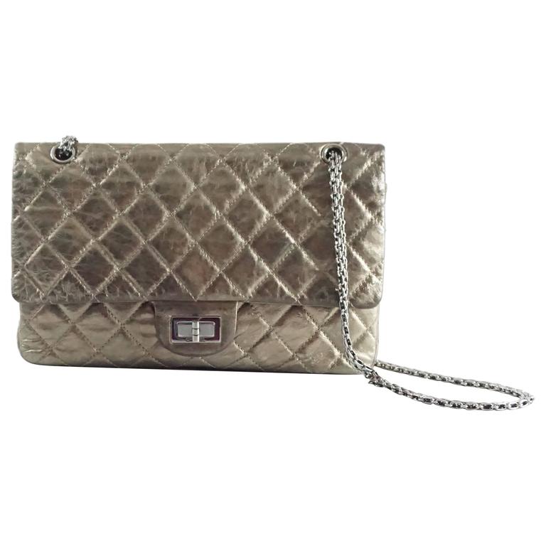 Chanel Pewter 2.55 Reissue 227 Double Flap Bag - 2006 For Sale at 1stdibs