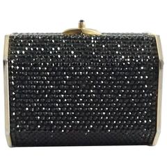 Judith Leiber Black Swarovski Crystal Hexagon Minaudiere 3