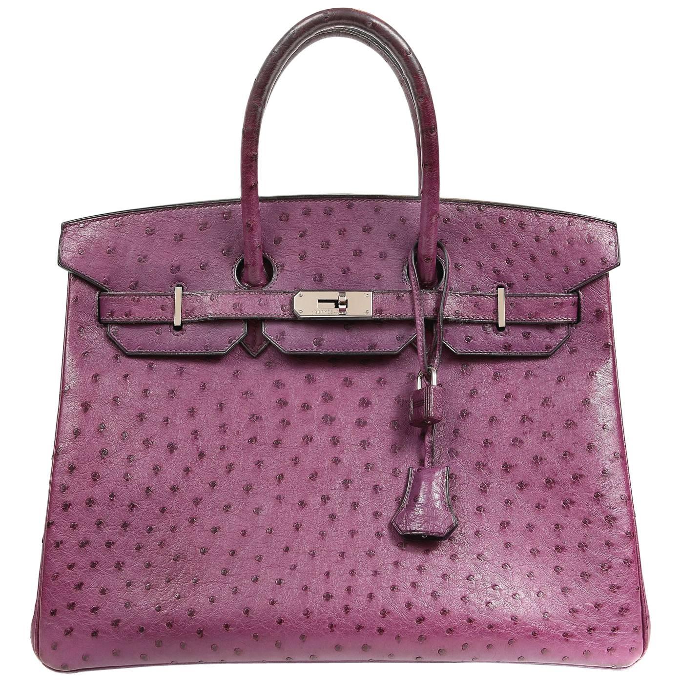 Hermès Iris Purple Ostrich 35 cm Birkin with PHW
