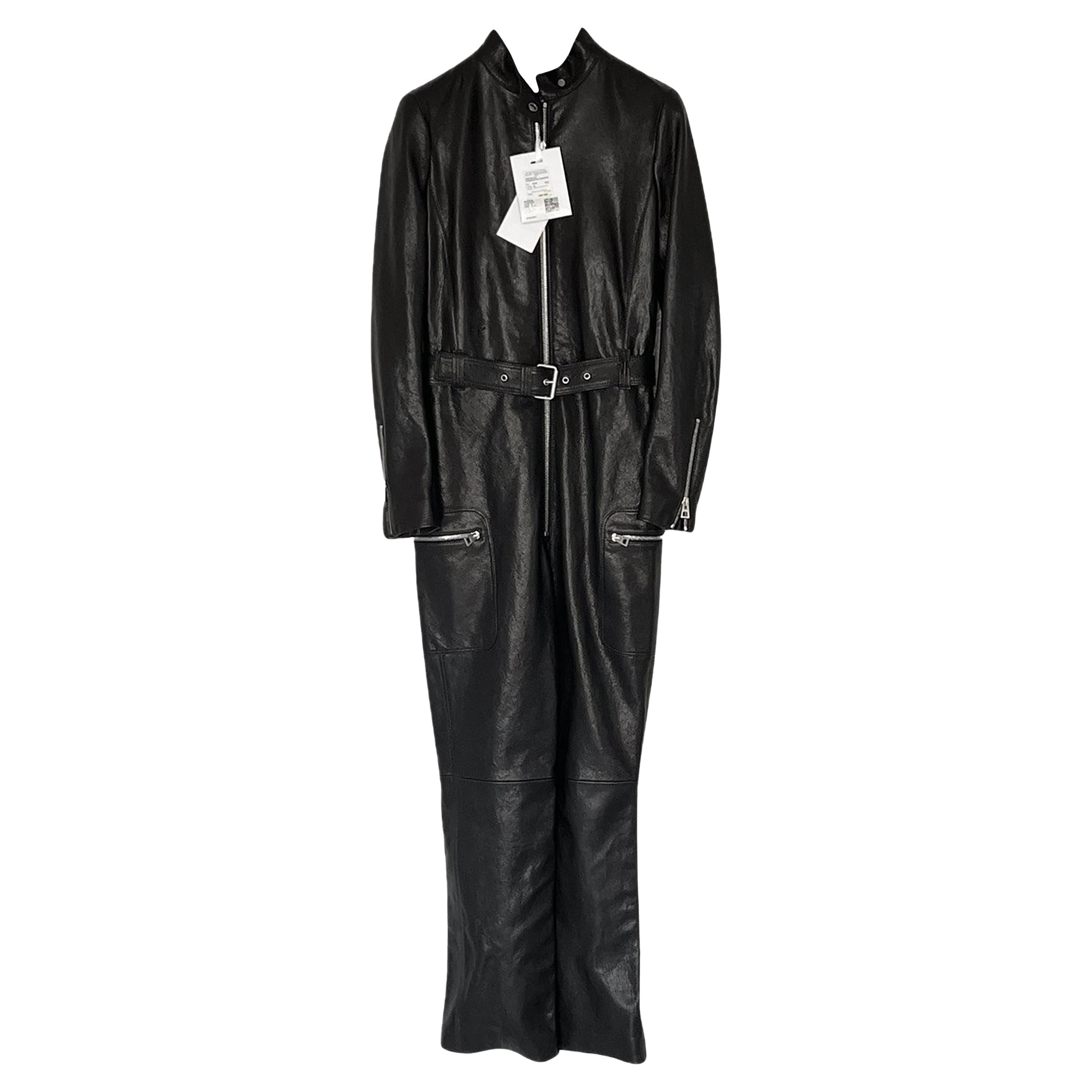 Christian Dior 9K$ Nuova tuta in pelle nera alla moda 36 FR