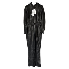 Christian Dior 9K$ Nuova tuta in pelle nera alla moda 36 FR
